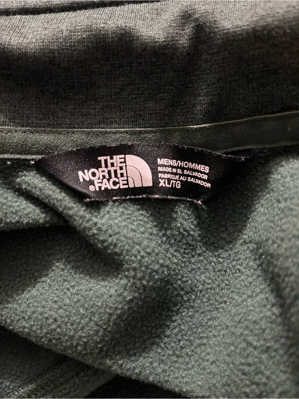 The North Face Mens 1/4 Zip Fleece Pullover Green Grey Neon Sz L